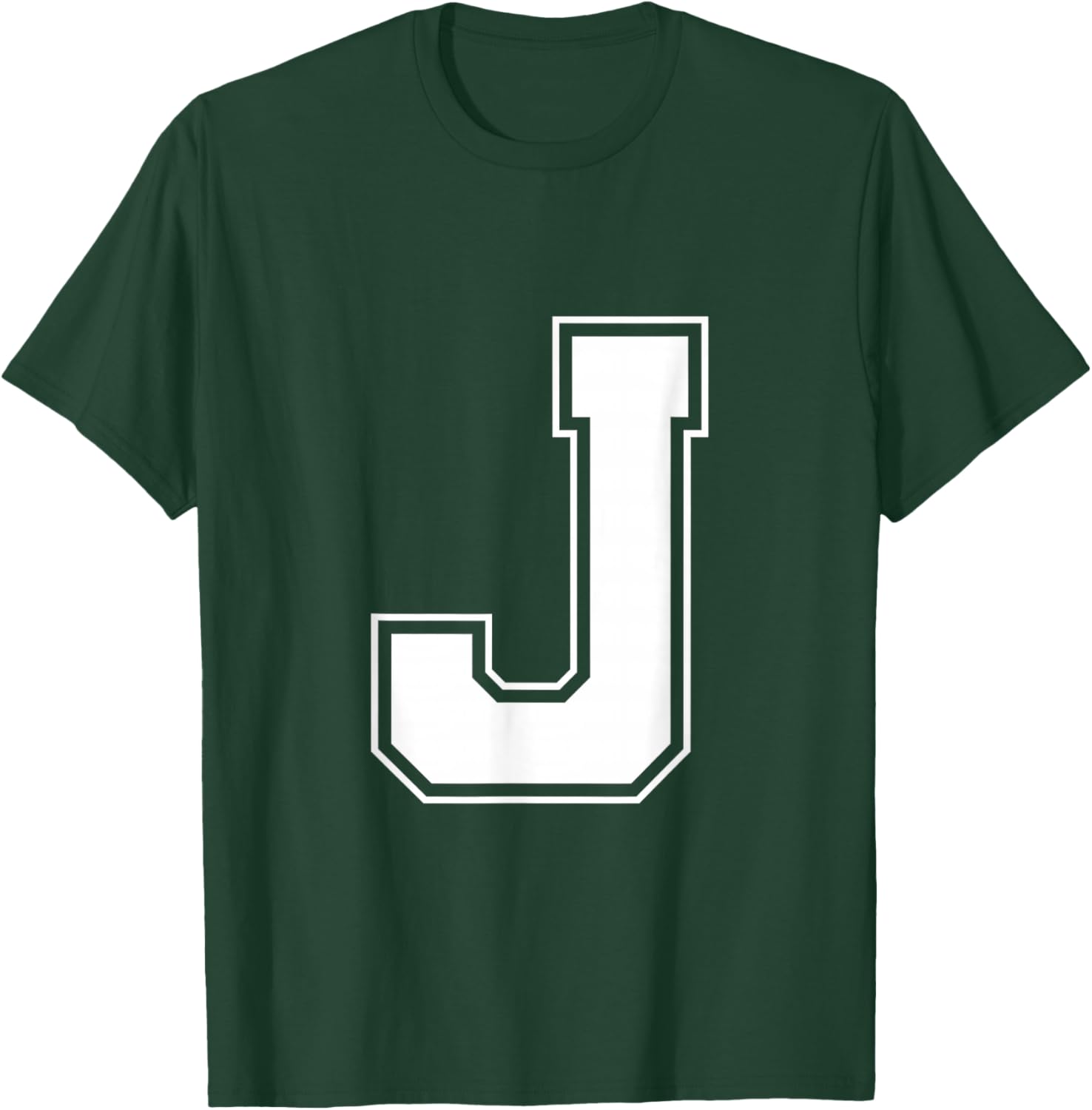 Letter J Big Bold Capital Varsity Alphabet Monogram T-Shirt - T-Shirt | Forest