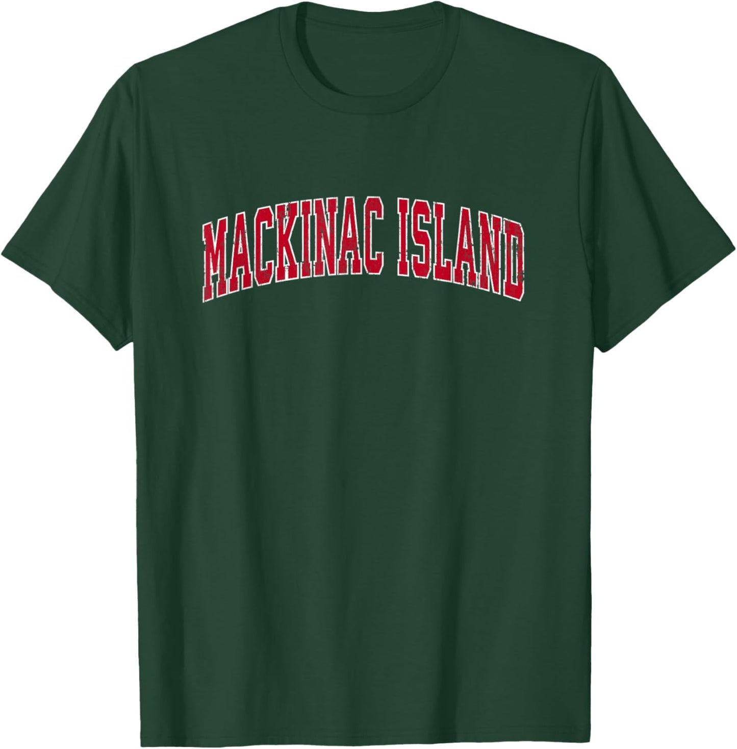Mackinac Island Michigan MI Vintage Sports Design Red Design T-Shirt - T-Shirt | Forest