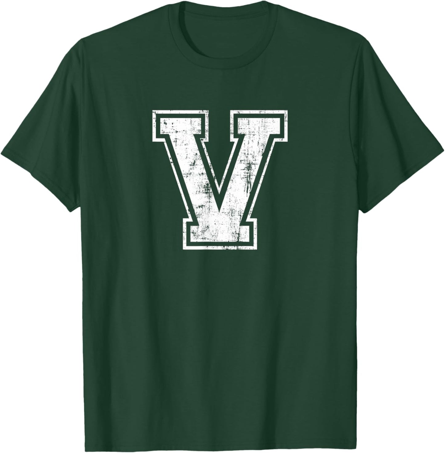 Letter V Uppercase Alphabet Initial School College Varsity T-Shirt - T-Shirt | Forest