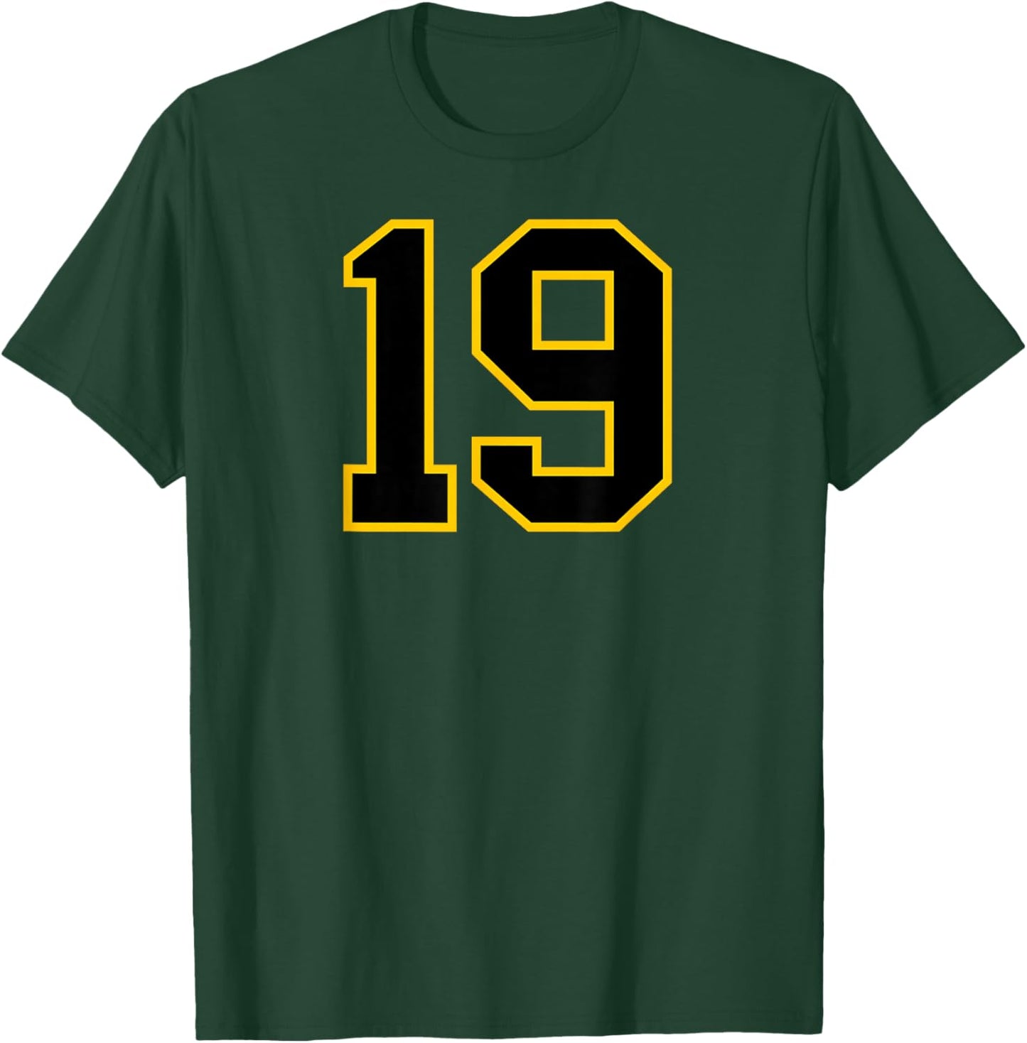 Number #19 Sport Yellow Black Uni Number T-Shirt - T-Shirt | Forest