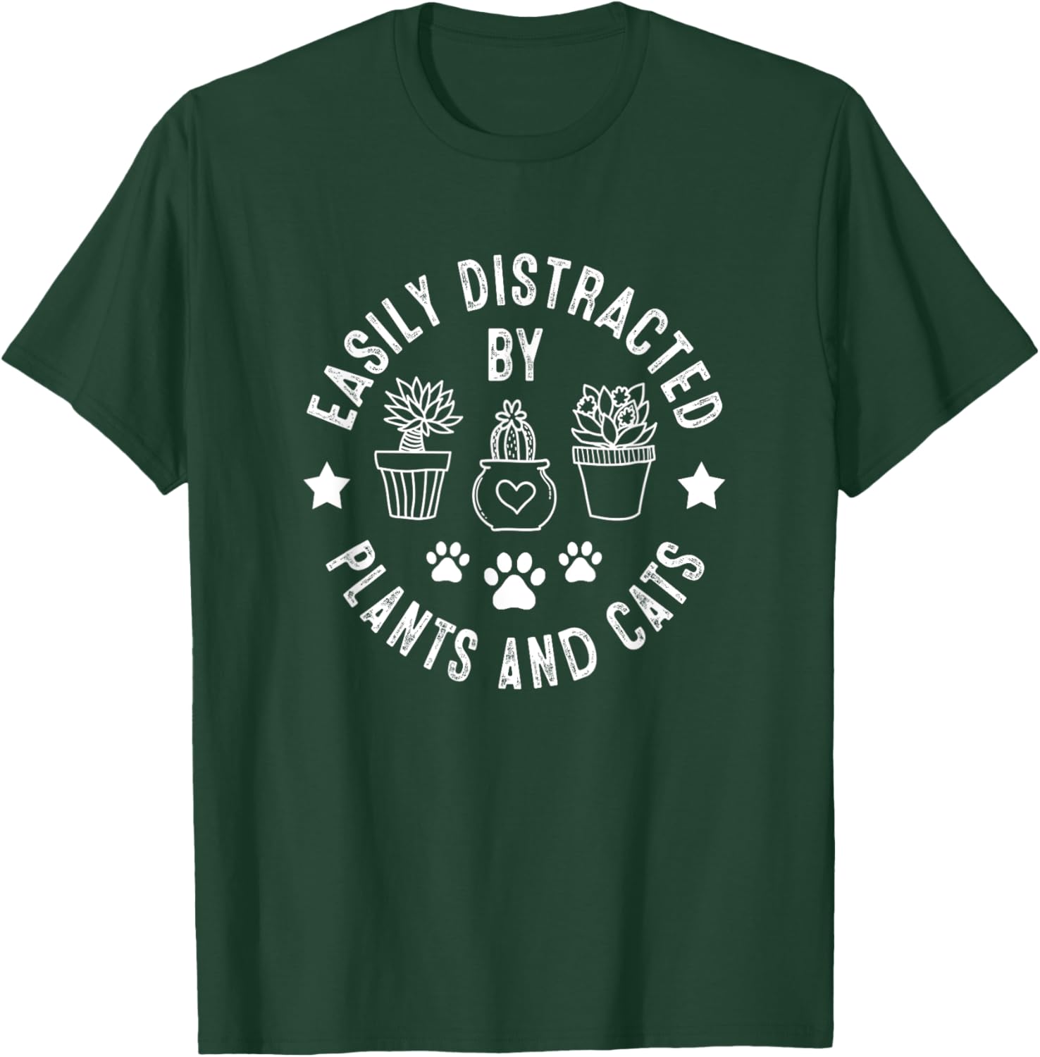 Easily Distracted By Plants and Cats, Plants and Cats T-Shirt - T-Shirt | Forest