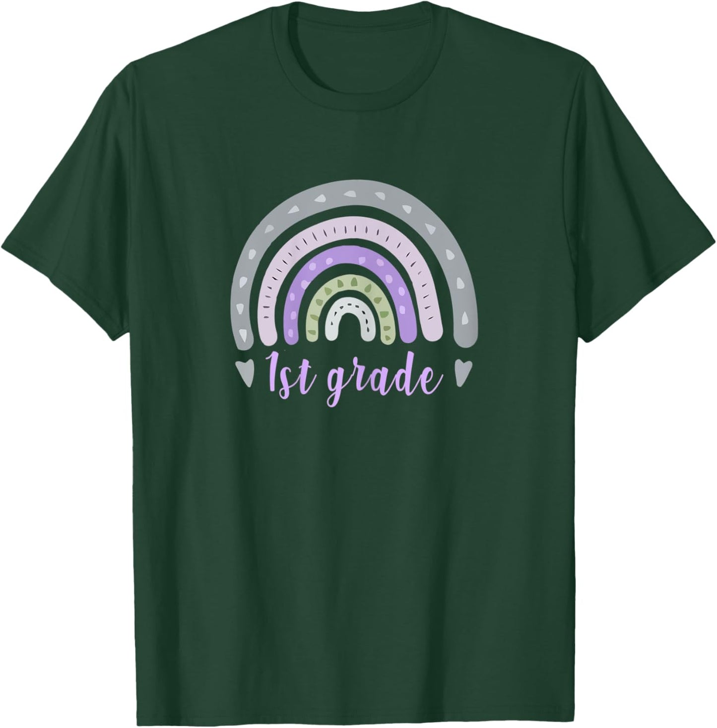 1st First GRADE Teacher Back To School Vintage Boho Rainbow T-Shirt - T-Shirt | Forest
