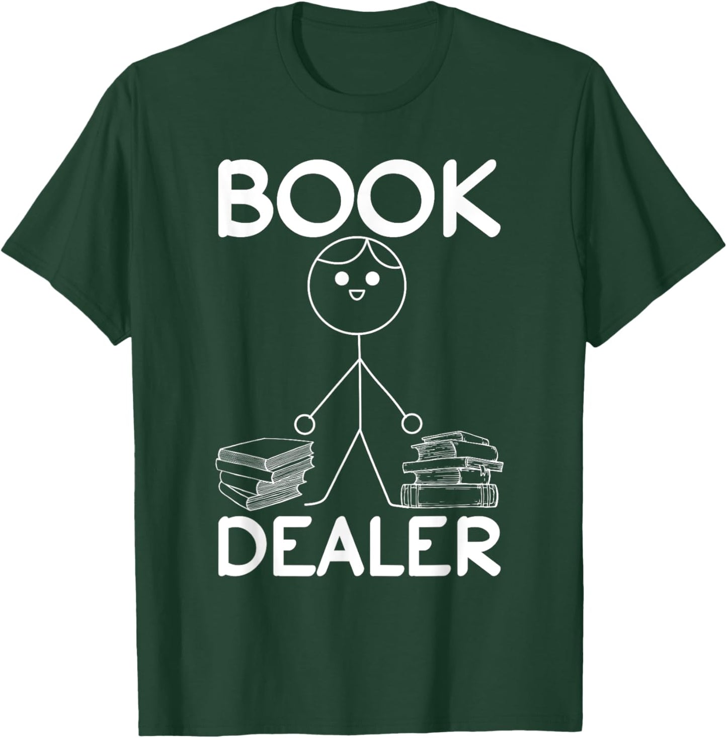Book Dealer Stick Figure Book Lover Funny Book Reading T-Shirt - T-Shirt | Forest