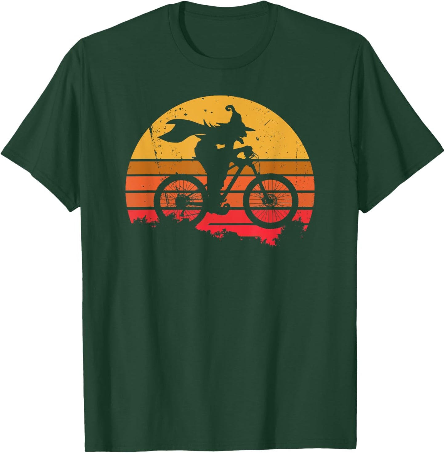Witch Riding a Mountain Bike funny Mountain Bike witch T-Shirt - T-Shirt | Forest
