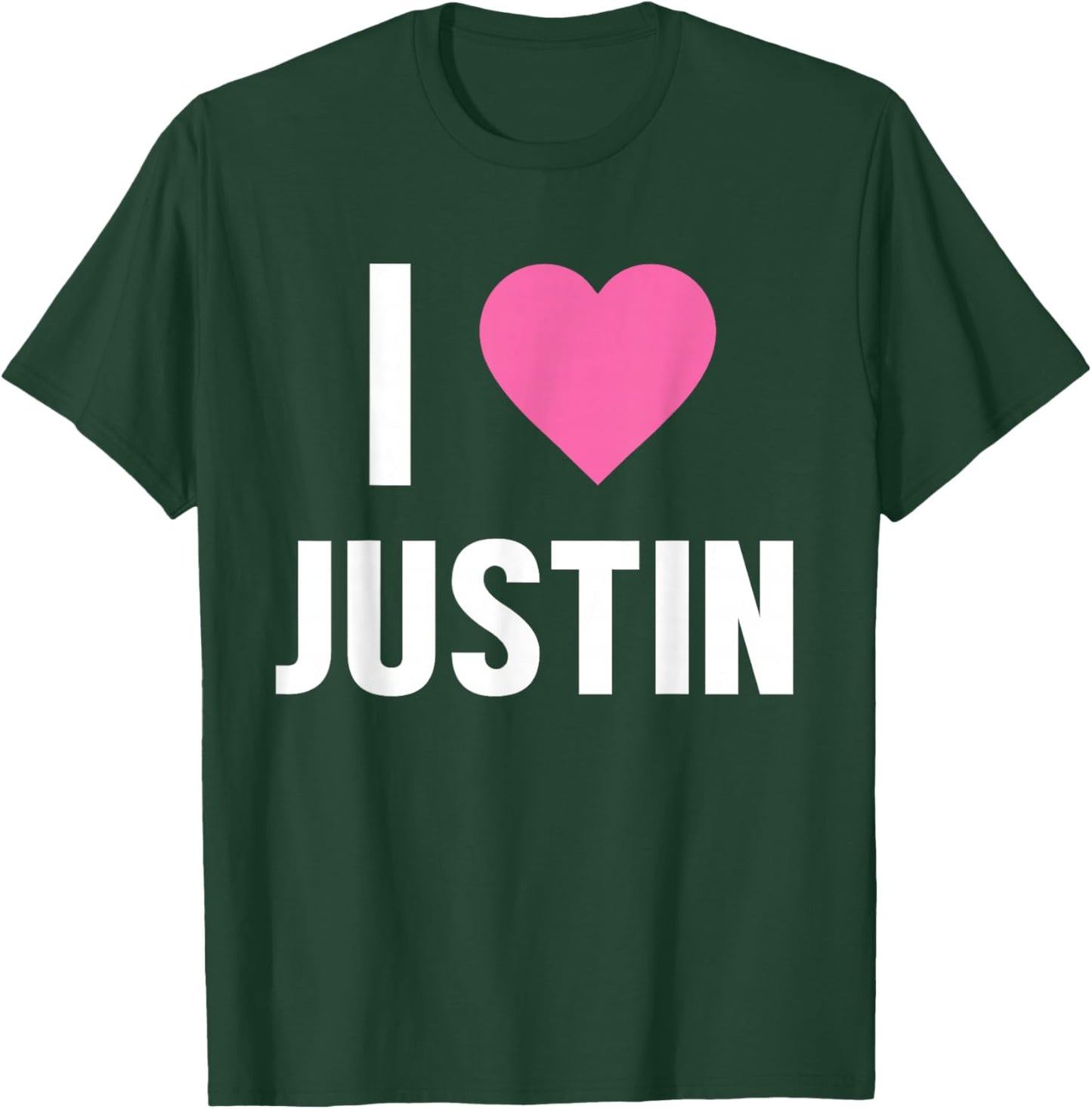 Classic I Love Justin Pink Heart T-Shirt - T-Shirt | Forest