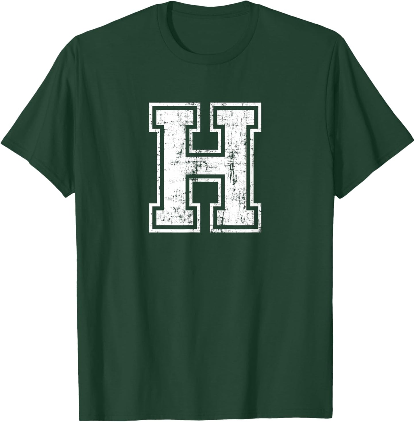 Letter H Uppercase Alphabet Initial School College Varsity T-Shirt - T-Shirt | Forest