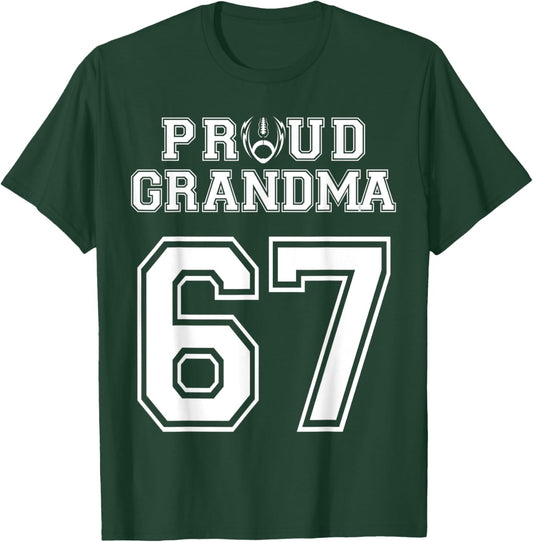 Custom Proud Football Grandma Number 67 Personalized Women T-Shirt - T-Shirt | Forest