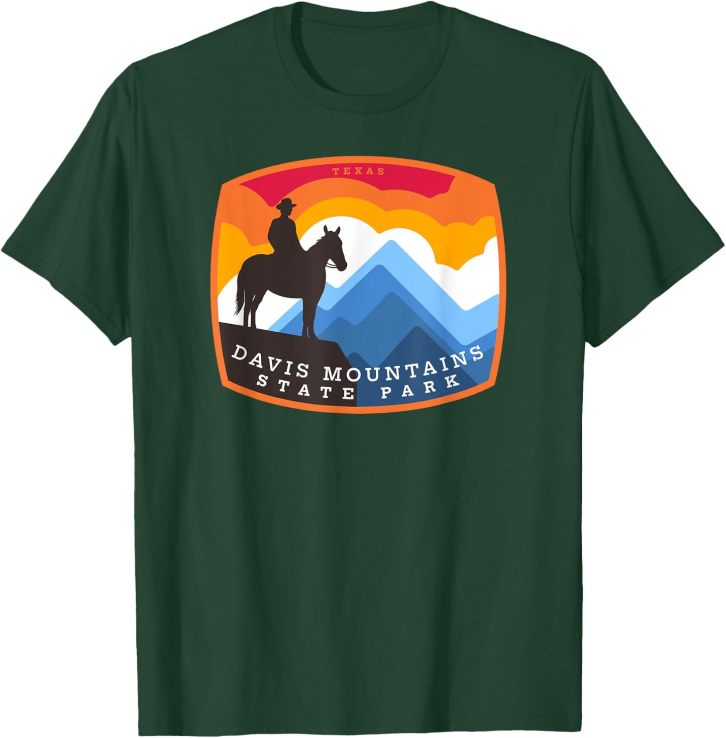 Davis Mountains State Park Texas TX Equestrian Badge T-Shirt - T-Shirt | Forest