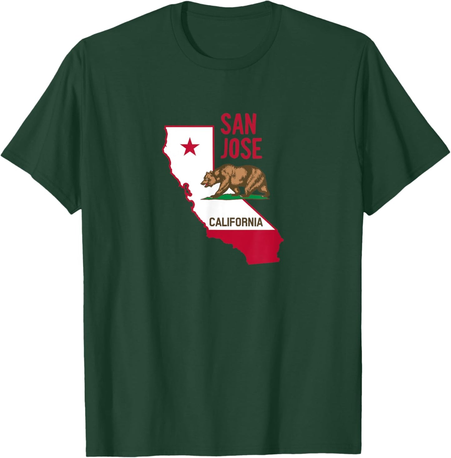 San Jose - California Flag / Cool Retro Vintage San Jose CA T-Shirt - T-Shirt | Forest