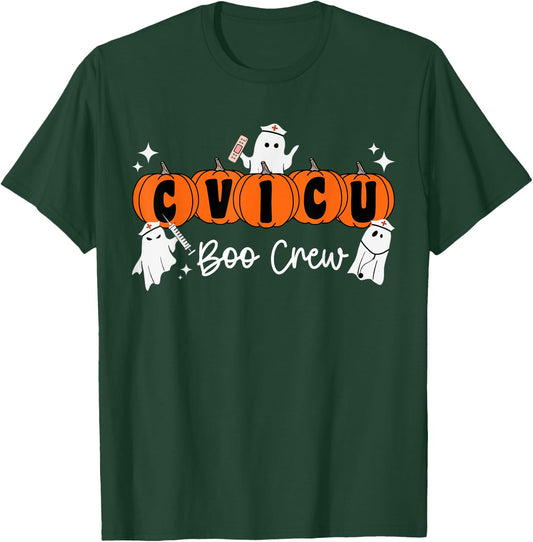 CVICU Boo Crew Ghost Pumpkin Costume CVICU Nurse Halloween T-Shirt - T-Shirt | Forest