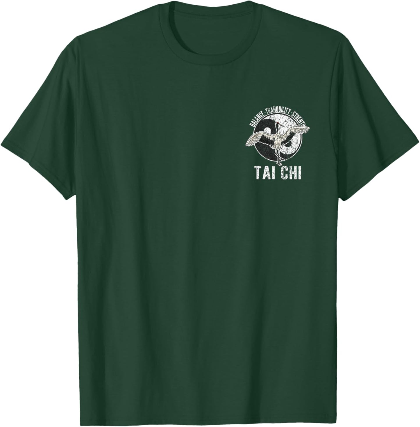 Tai Chi Crane Chinese Martial Arts Yin Yang Retro Vintage T-Shirt - T-Shirt | Forest