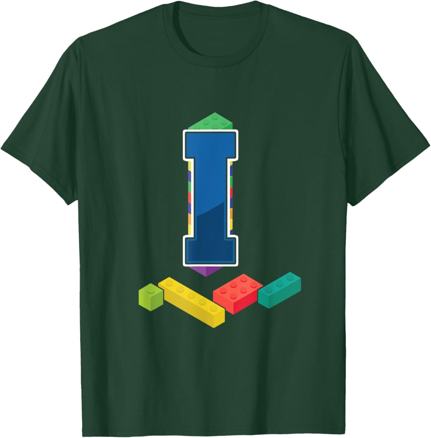 Letter I Master Builder Alphabet Last Name Building Blocks T-Shirt - T-Shirt | Forest