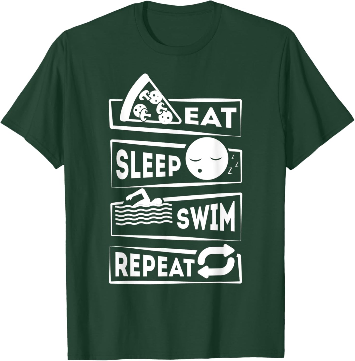 Eat Sleep Swim Repeat Swimming T-Shirt - T-Shirt | Forest