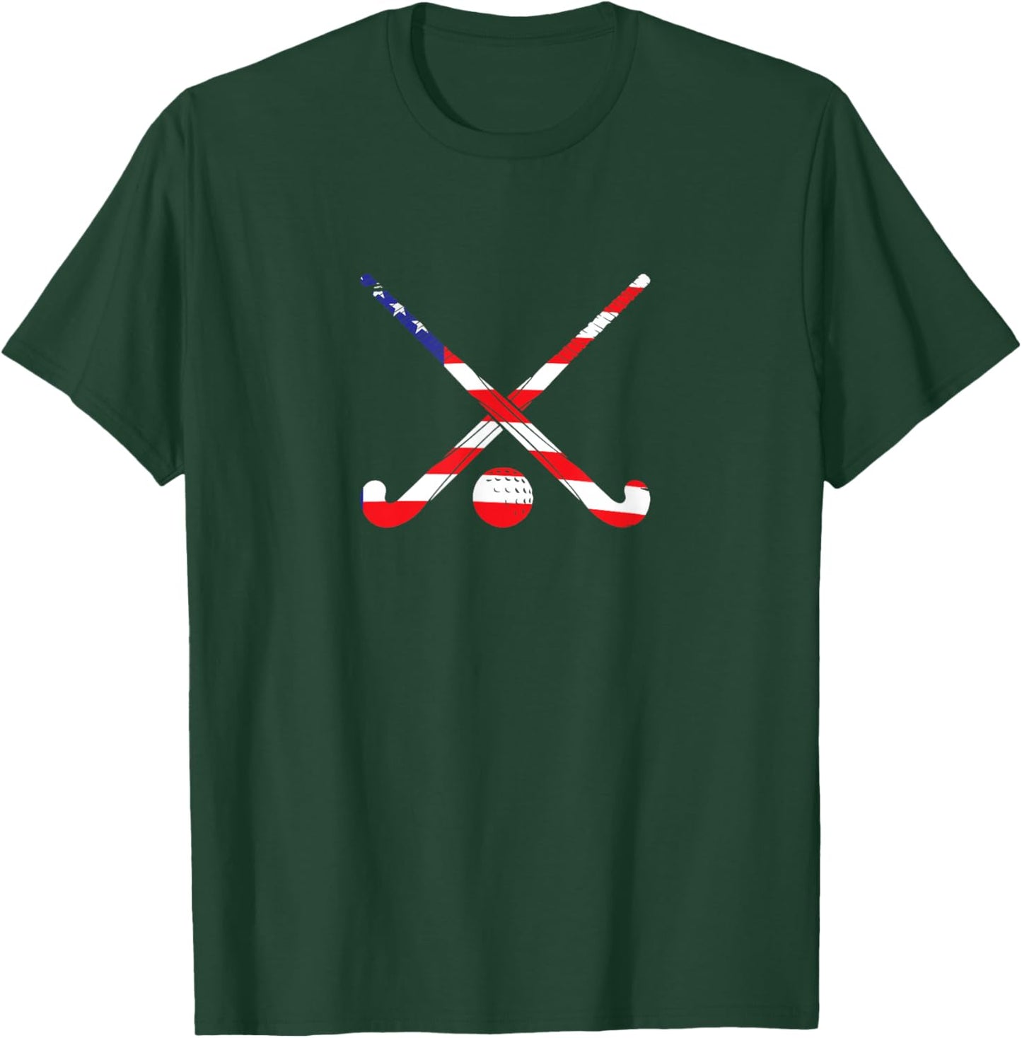 American Flag Field Hockey Patriot USA Sports Player T-Shirt - T-Shirt | Forest