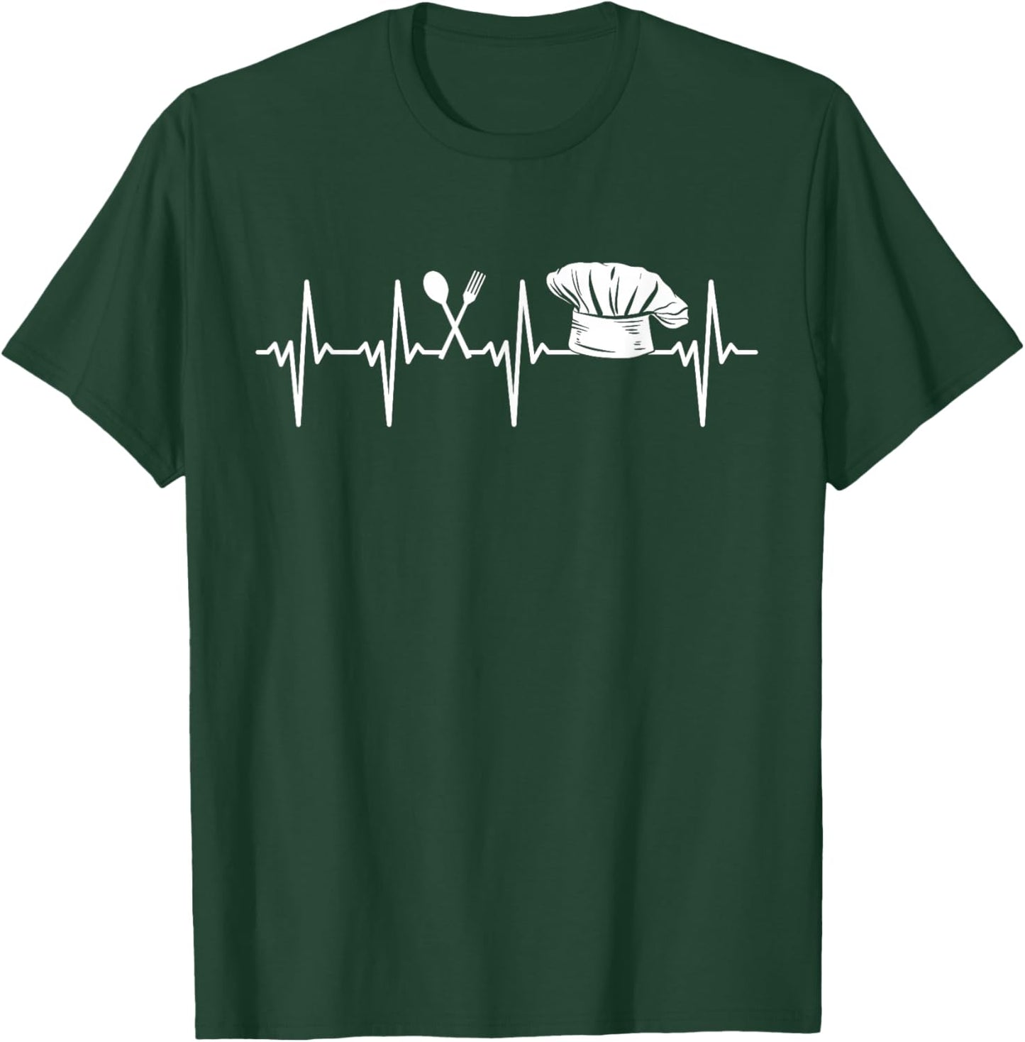 Chef's Hat Heartbeat ECG Chef Chef Gastro T-Shirt - T-Shirt | Forest