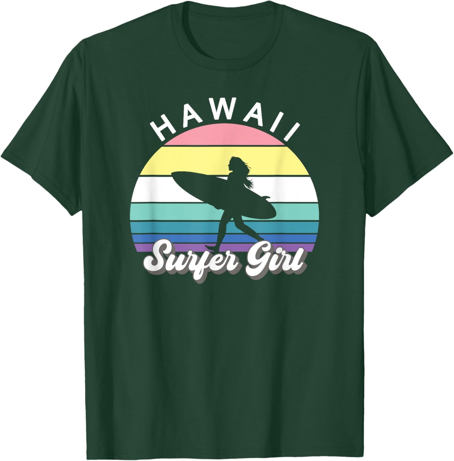 Surfer Girl Hawaii Vintage Hawaiian Surfing Surf Beach Cute T-Shirt - T-Shirt | Forest