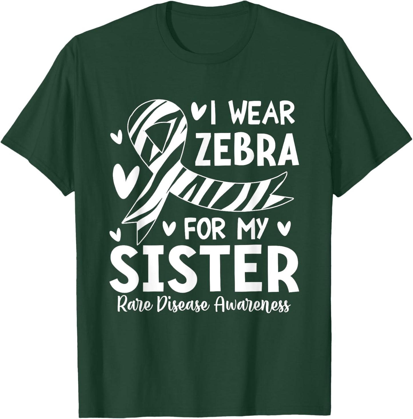 Rare Disease Awareness Rare Cancer Zebra Striped Ribbon T-Shirt - T-Shirt | Forest