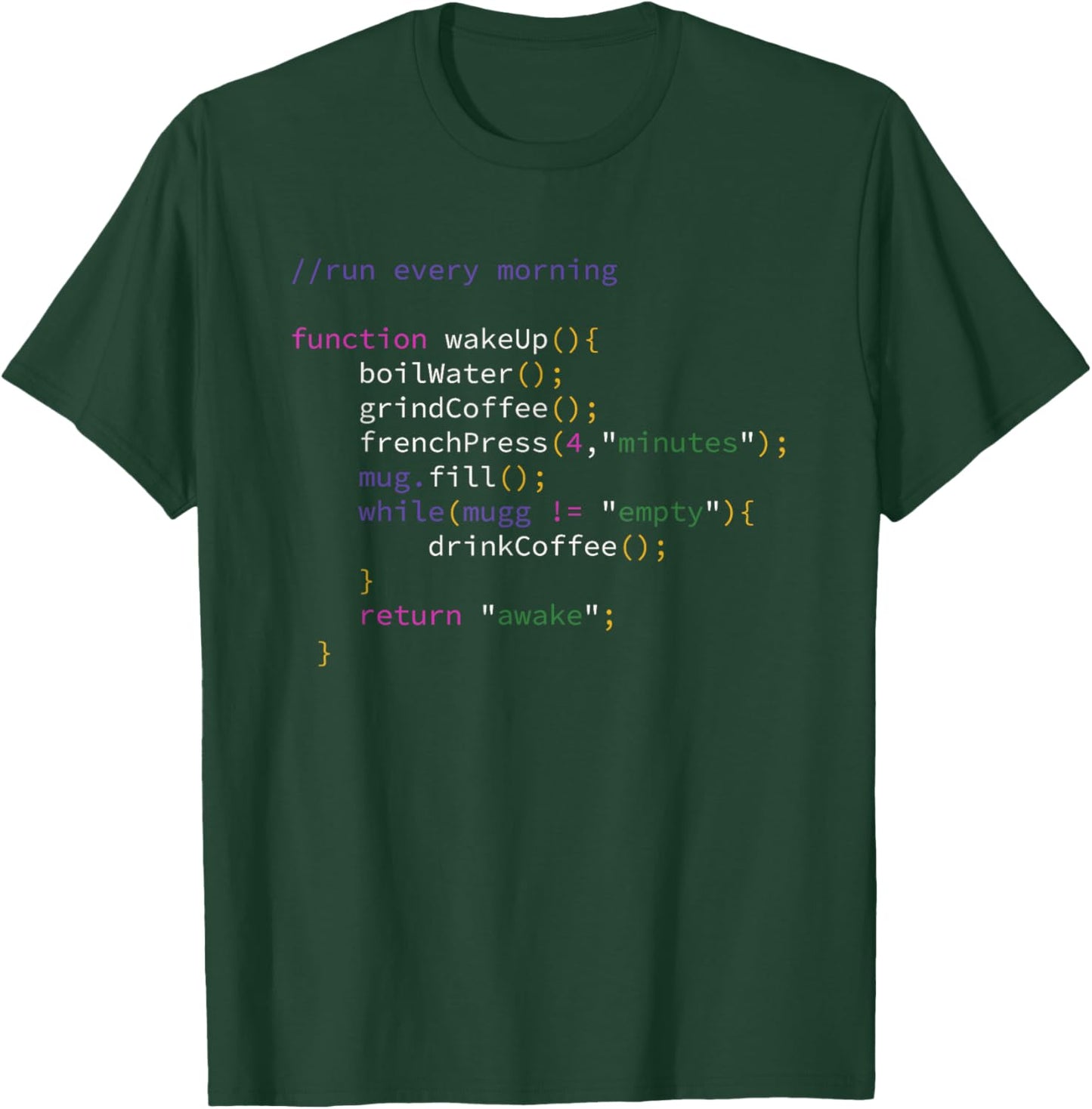 Funny JavaScript Developer Coffee Function Run Every Morning T-Shirt - T-Shirt | Forest