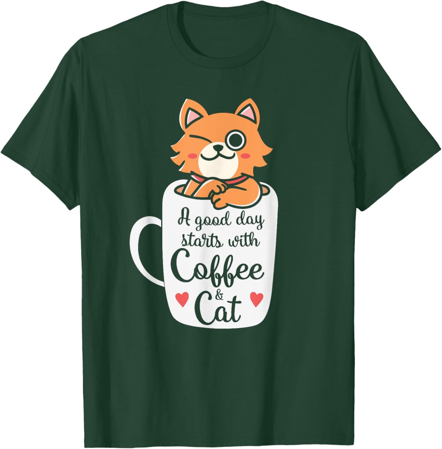 Funny Orange Cat Coffee Mug - Cat Lover Gifts Women Kids T-Shirt - T-Shirt | Forest