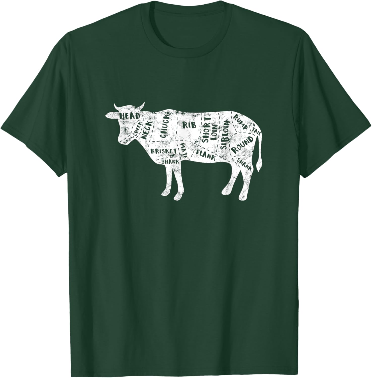 Cow Butcher Beef Cuts Diagram - Butching Meat Cutter T-Shirt - T-Shirt | Forest