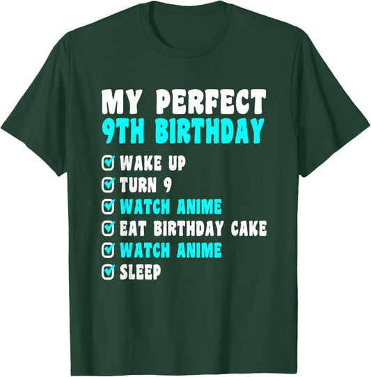 9 Years Old My Perfect 9th Birthday Anime 9th Birthday T-Shirt - T-Shirt | Forest