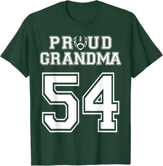 Custom Proud Football Grandma Number 54 Personalized Women T-Shirt - T-Shirt | Forest
