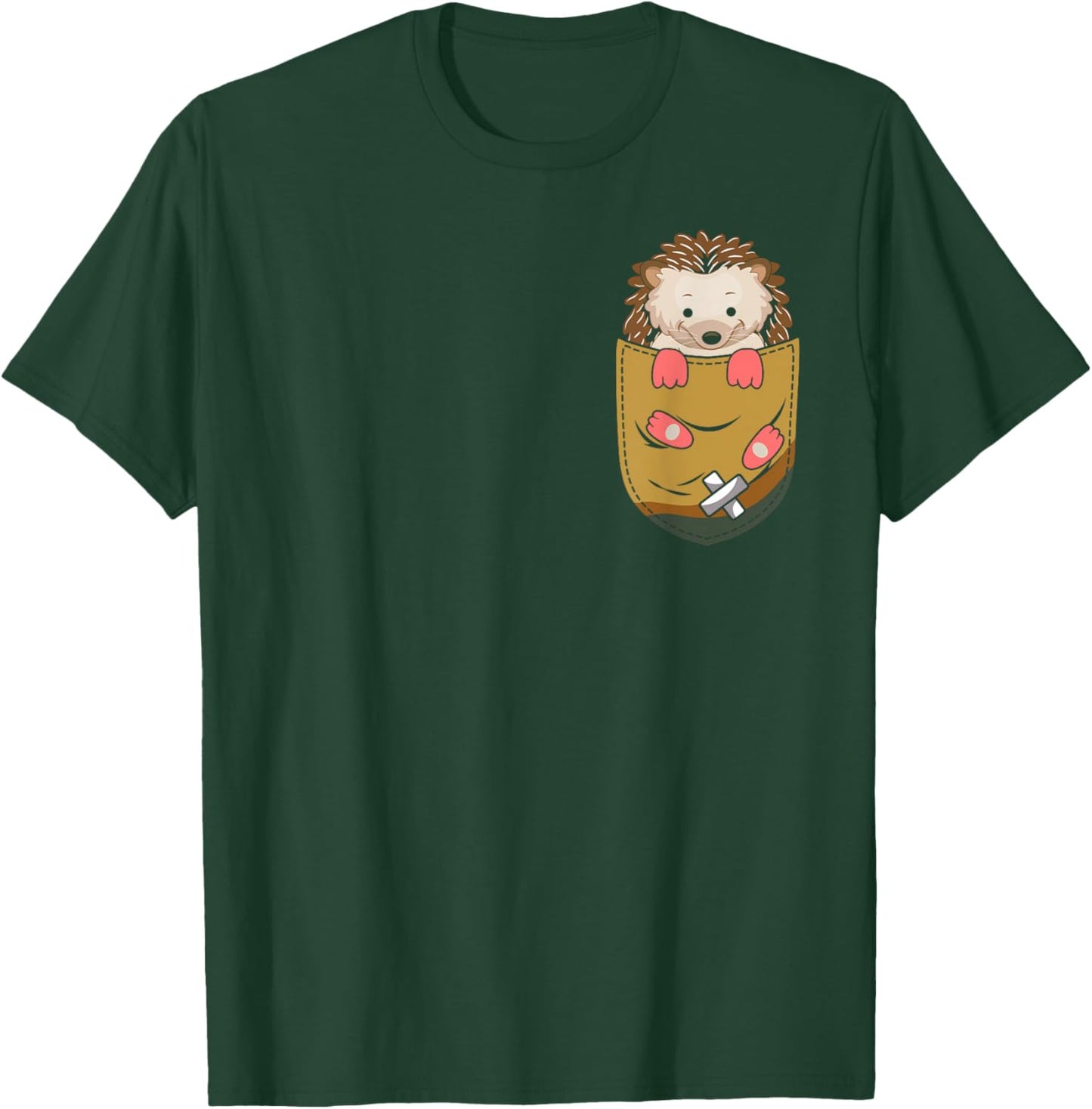 Funny Hedgehog Pocket Graphic Hedgehogs Toddler Women Men T-Shirt - T-Shirt | Forest
