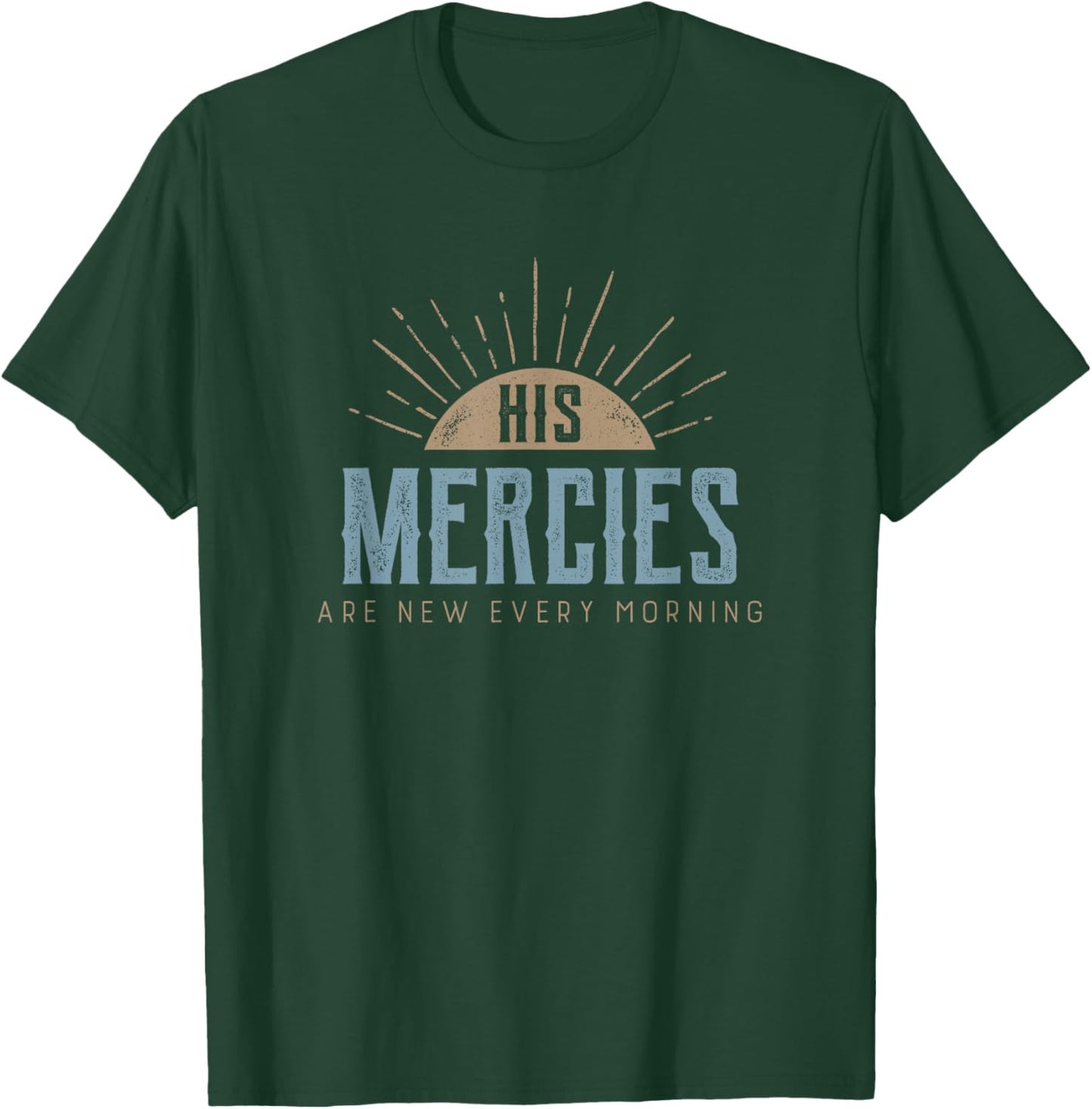 Retro distressed Sun - His mercies are new every morning T-Shirt - T-Shirt | Forest