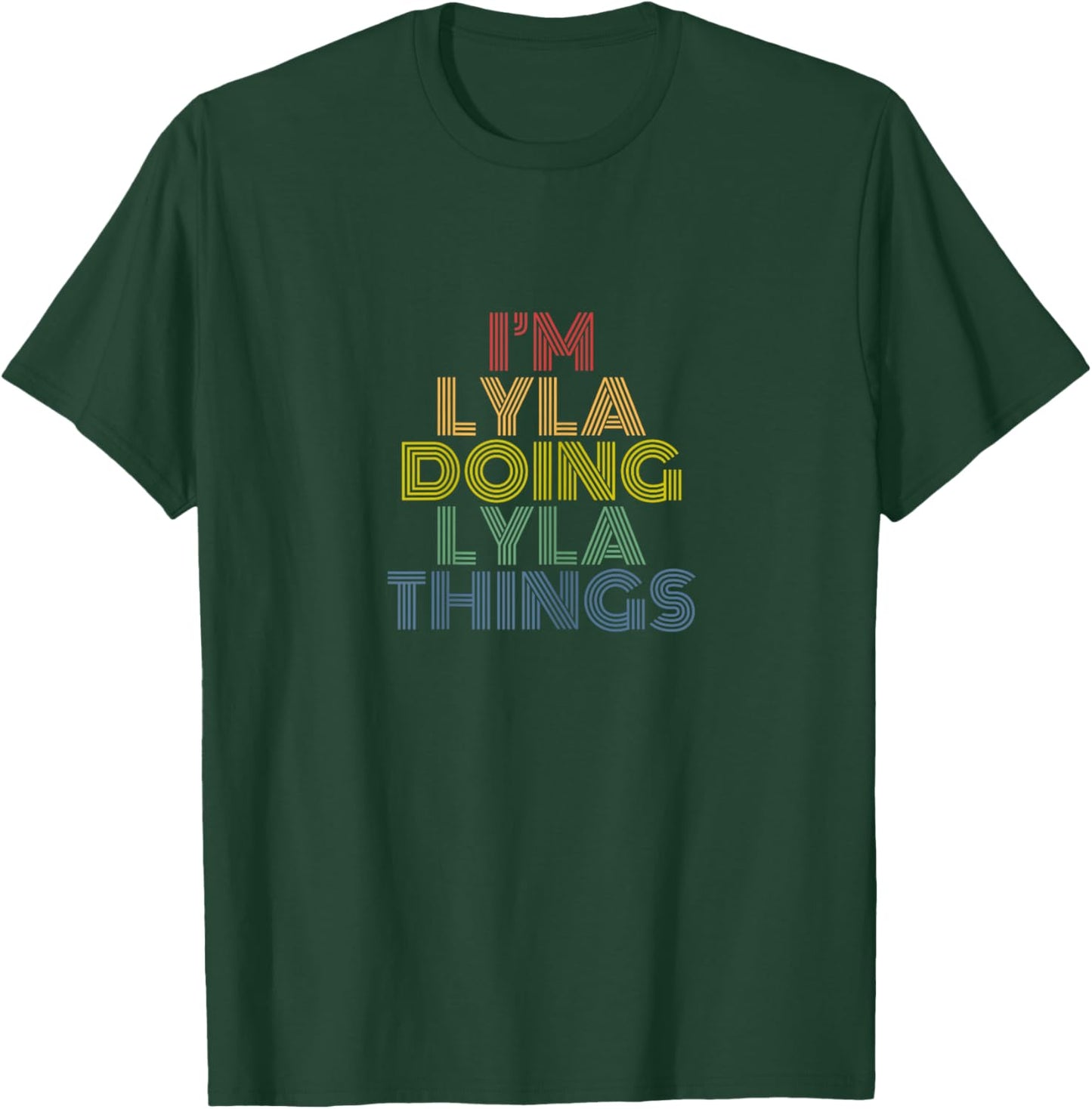 Lyla Personalized Name Women's Retro Classic Fit X-Small Black Short Sleeve T-Shirt - T-Shirt | Forest