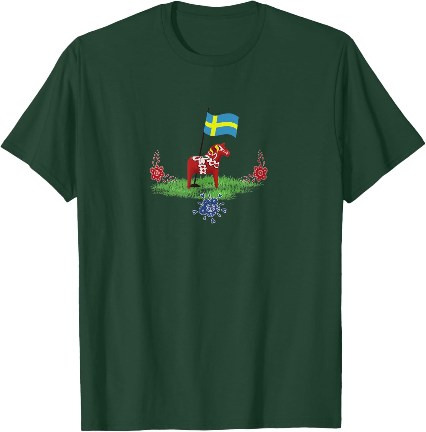 Sweden Flag Swedish Dala Horse T-Shirt - T-Shirt | Forest