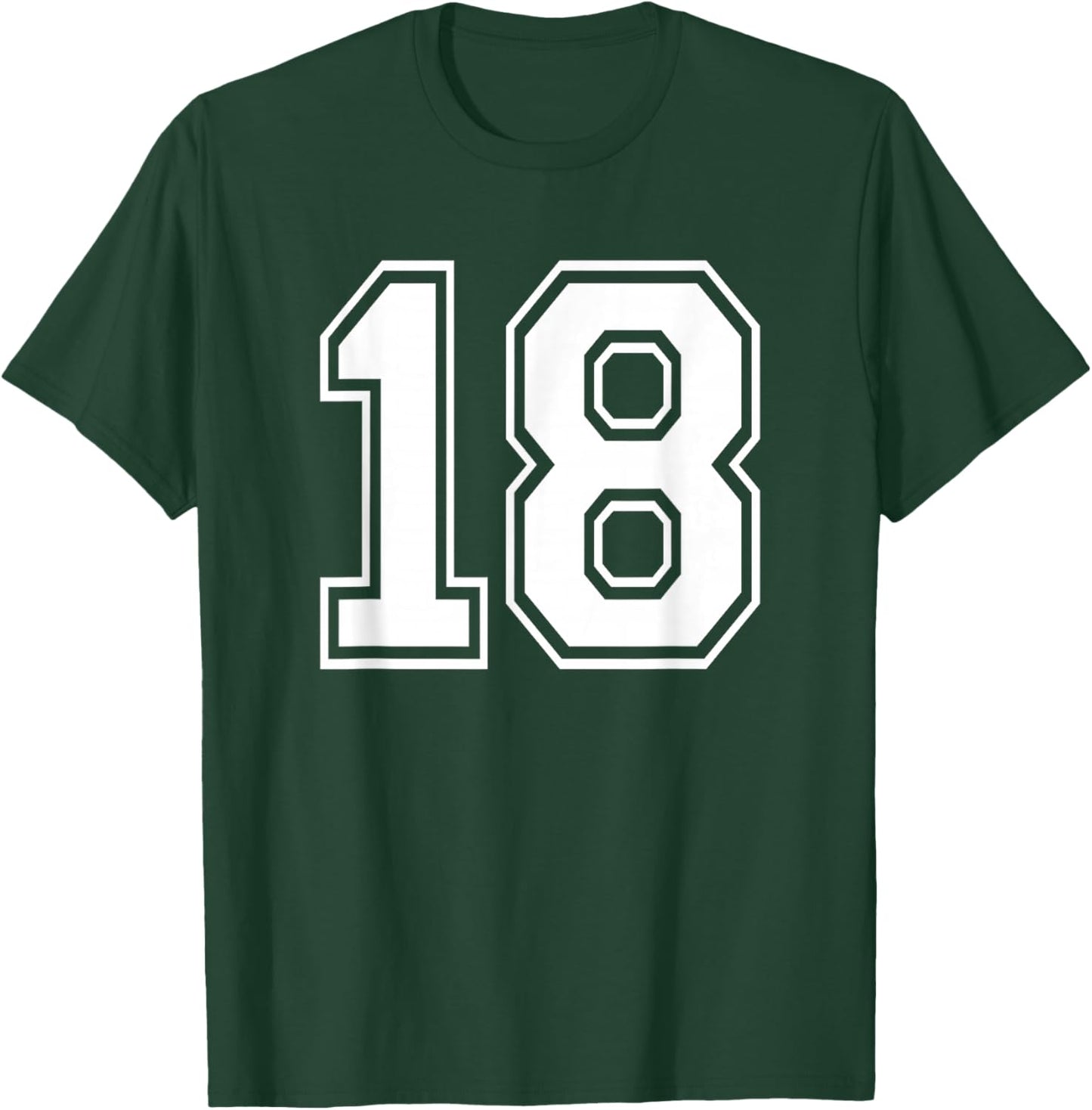 Number Eighteen #18 Sports Team Uniform Birthday 18 T-Shirt - T-Shirt | Forest
