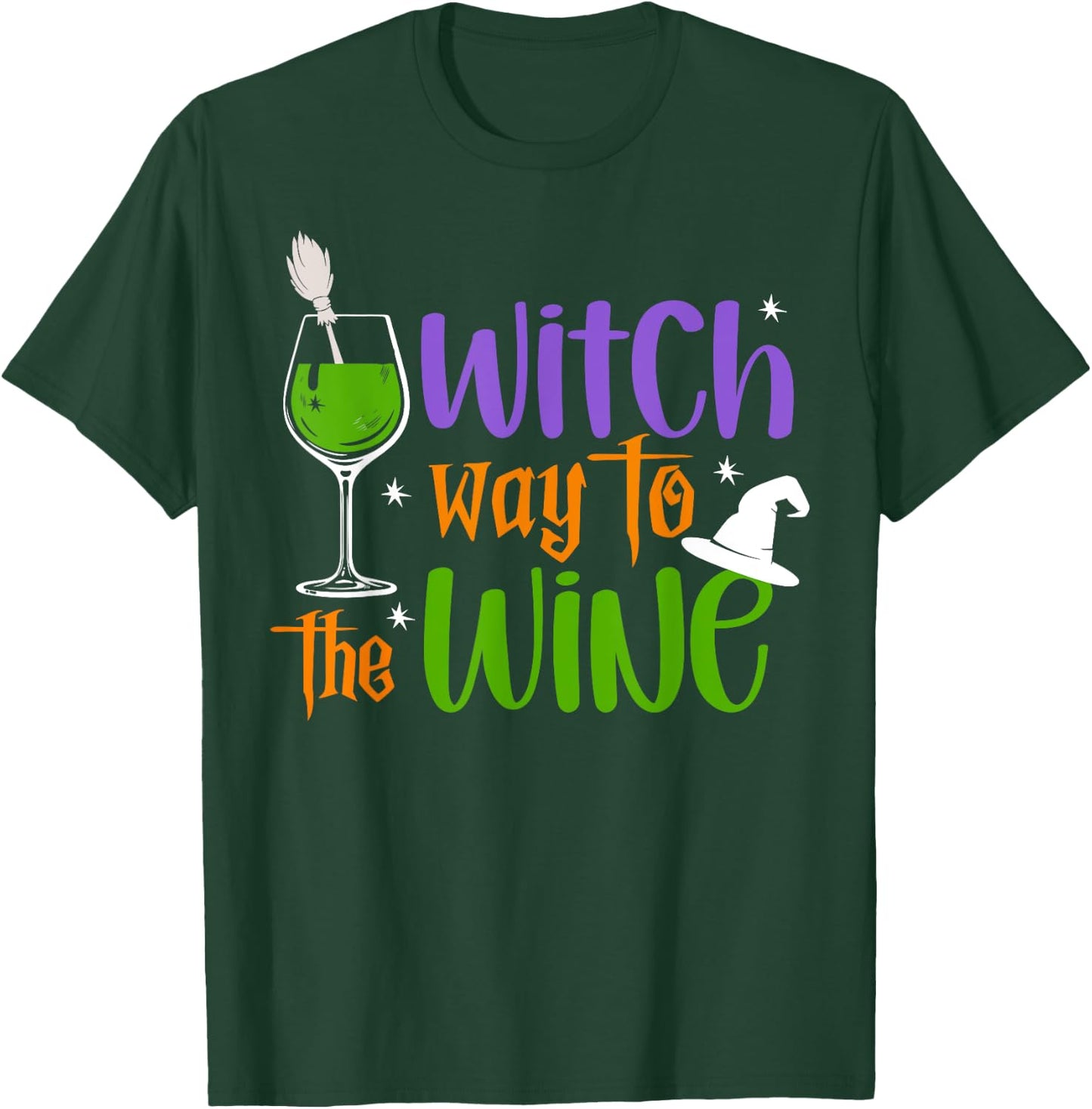 Witch Way to the Wine Funny Drinking Lover Halloween Costume T-Shirt - T-Shirt | Forest