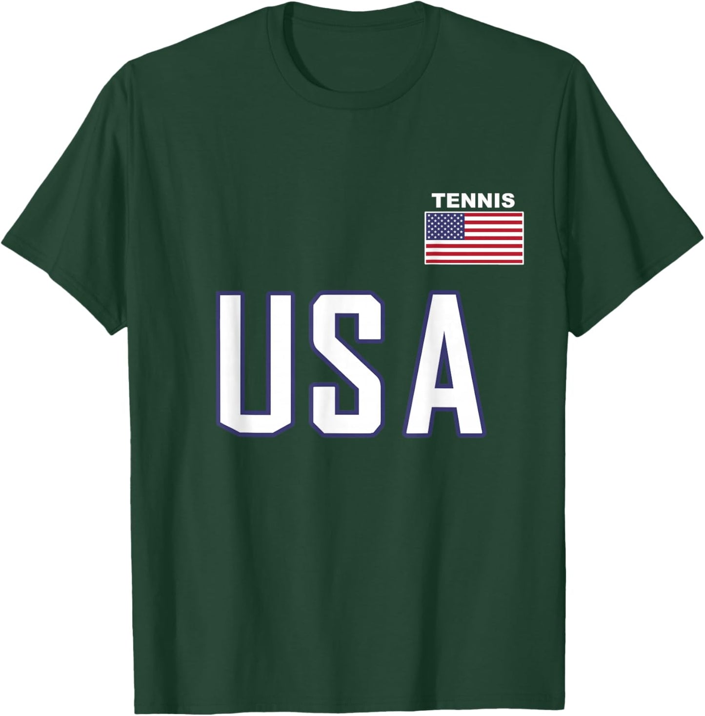 USA Flag Tennis Team Cool Player Equipment Men Women T-Shirt - T-Shirt | Forest