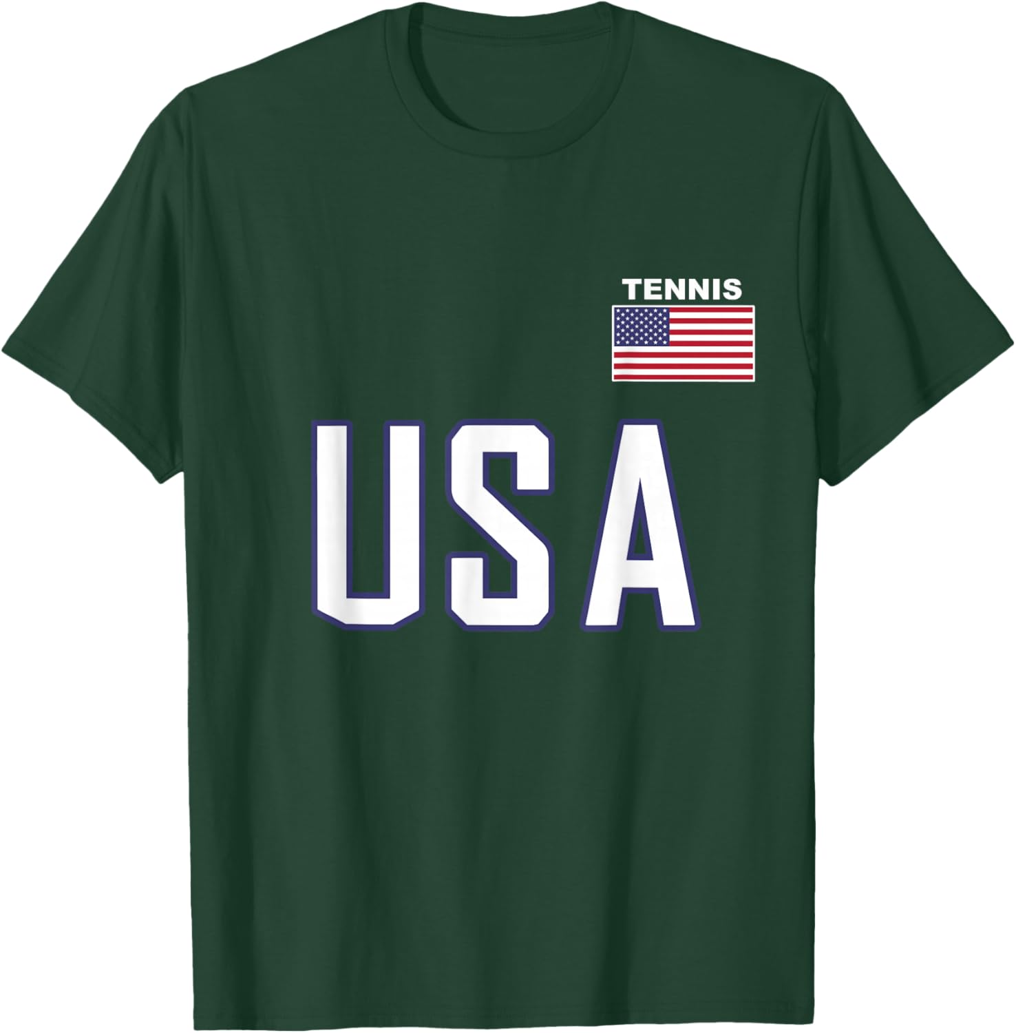 USA Flag Tennis Team Cool Player Equipment Men Women T-Shirt - T-Shirt | Forest
