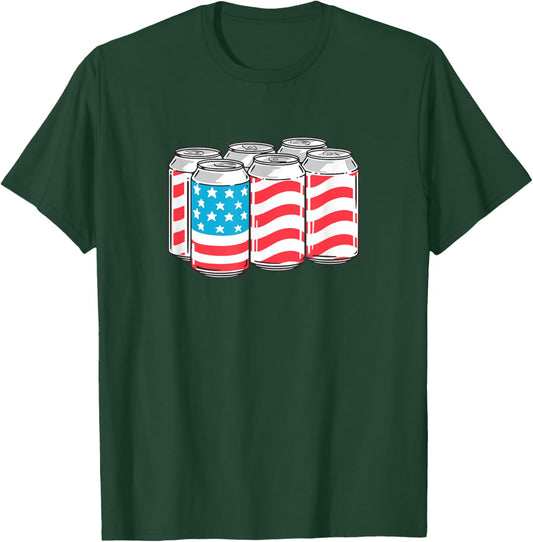 AmeriCan Funny 4th of July Beer Patriotic USA Flag Pride Women Men T-Shirt - T-Shirt | Forest