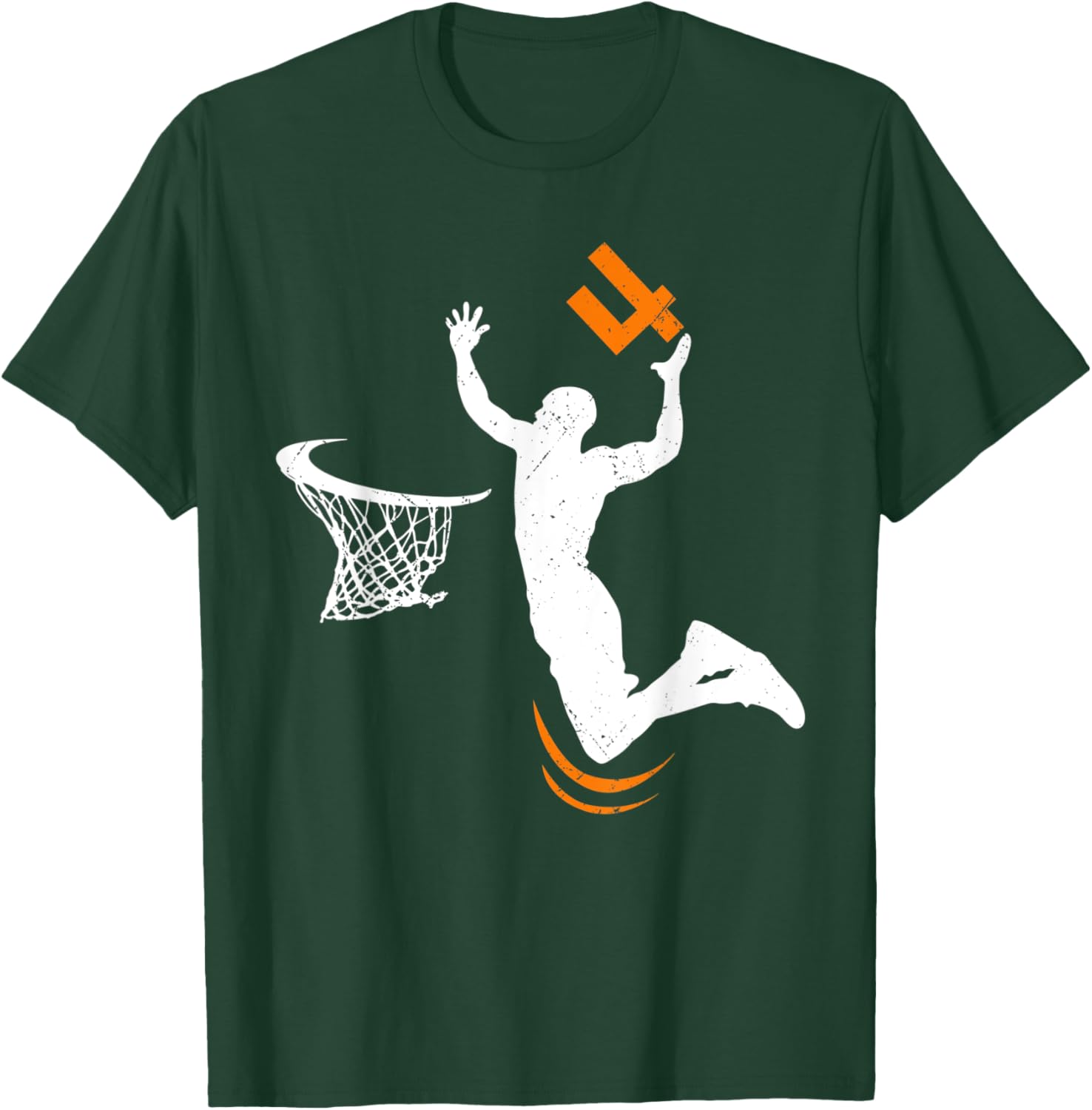 4 Year Old Basketball Dunk 4th Birthday Party Boys T-Shirt - T-Shirt | Forest