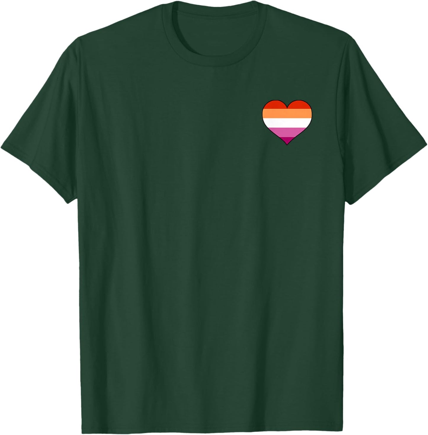 Lesbian Pride Flag Pocket Heart T-Shirt - T-Shirt | Forest