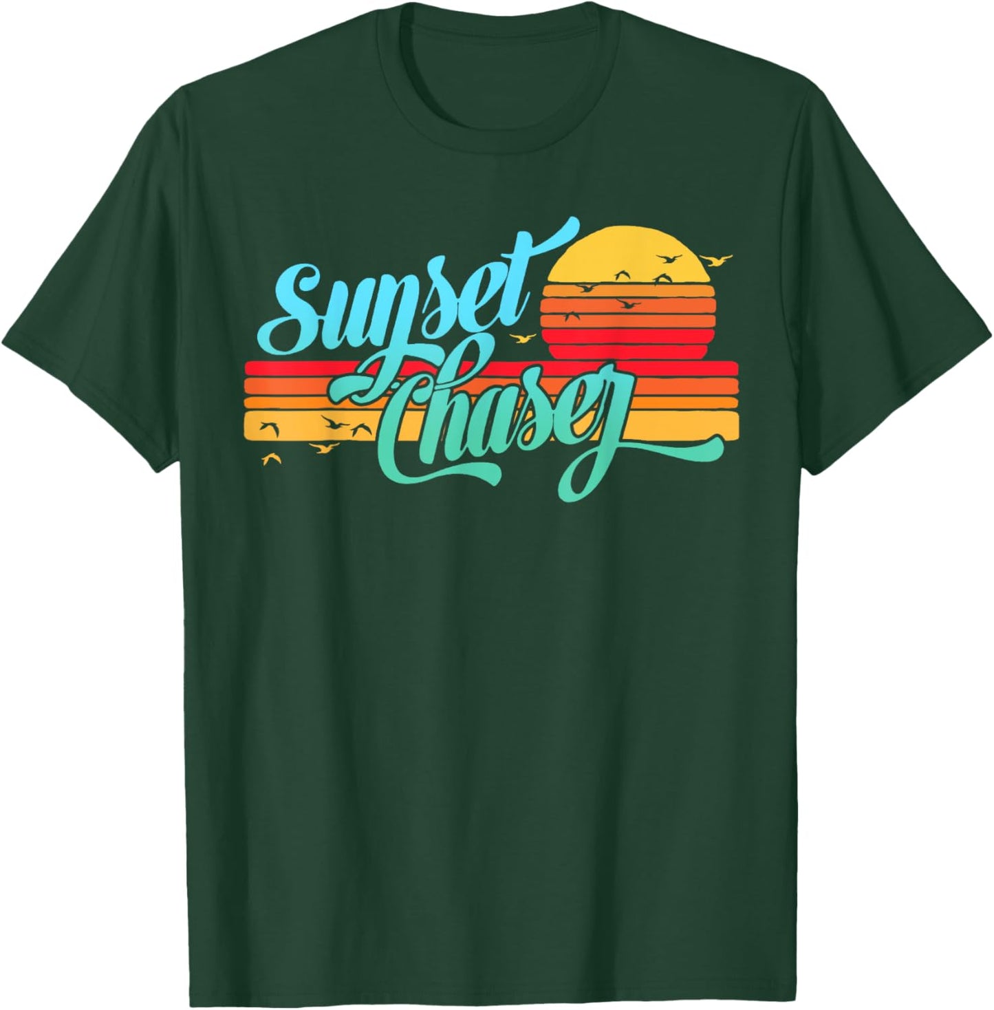 Sunset Chaser Vintage 80s Beach and Vacation Travel Life 80s T-Shirt - T-Shirt | Forest