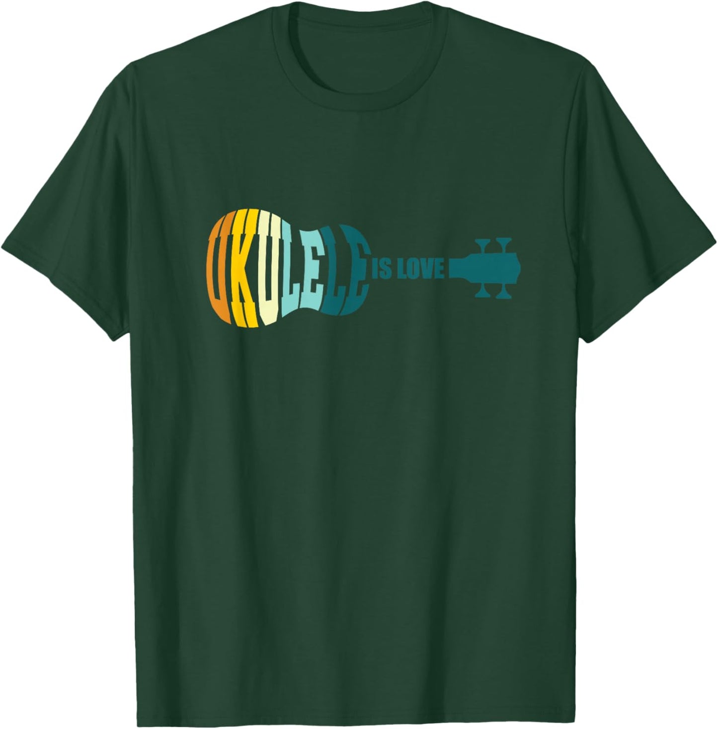 Ukulele Is Love Acoustic Hawaiian Musician Uke Aloha Guitar T-Shirt - T-Shirt | Forest