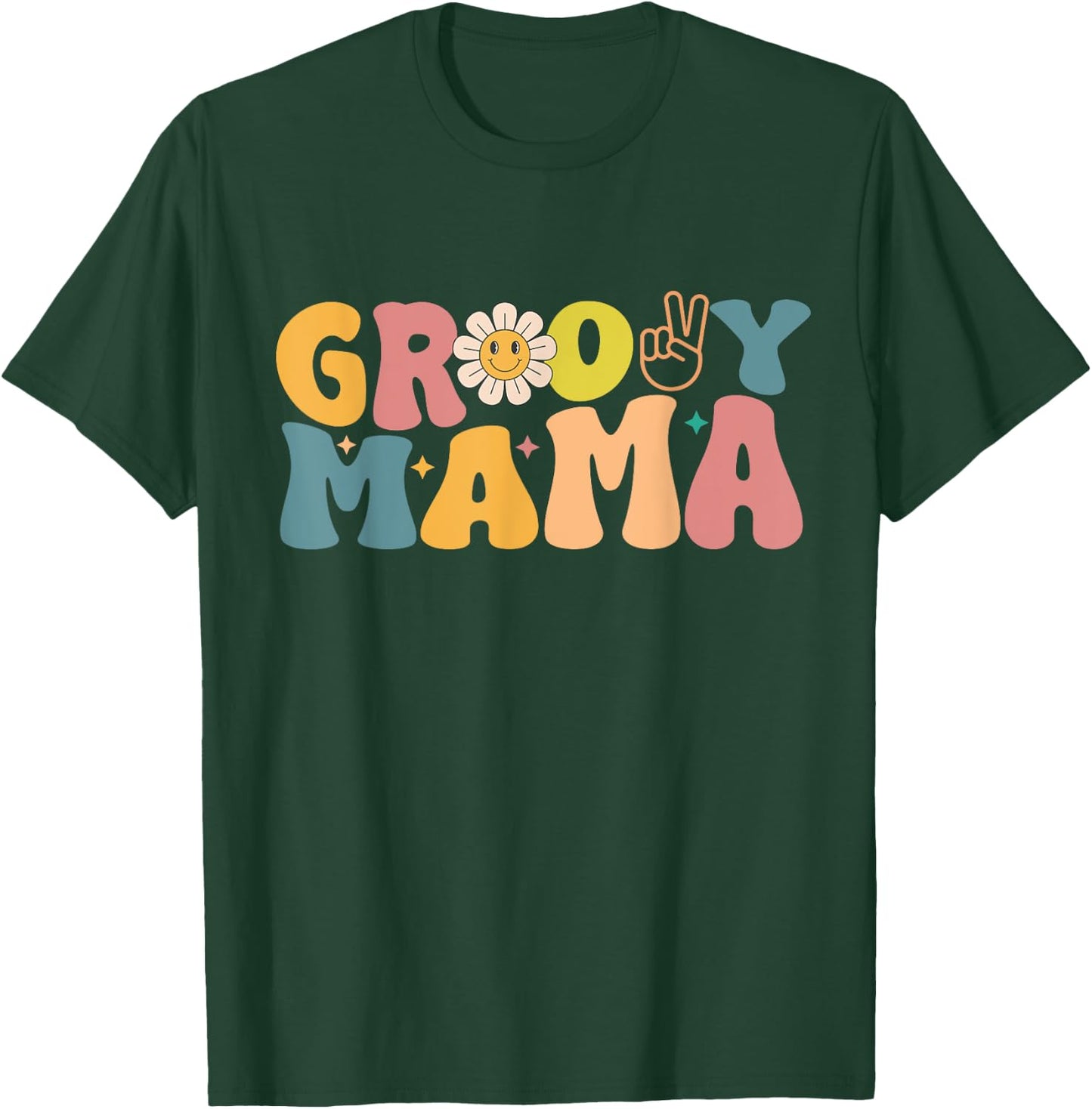 Retro Groovy Design For Mama Matching Family Birthday T-Shirt - T-Shirt | Forest