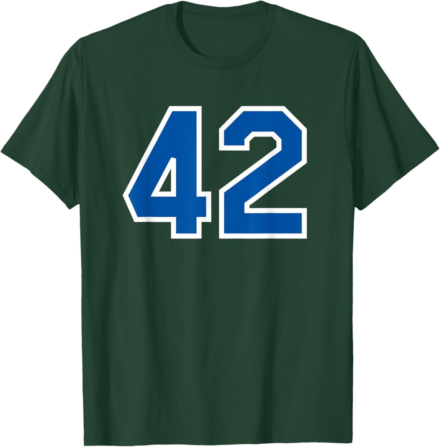 Number #42 White Blue Varsity Number T-Shirt - T-Shirt | Forest