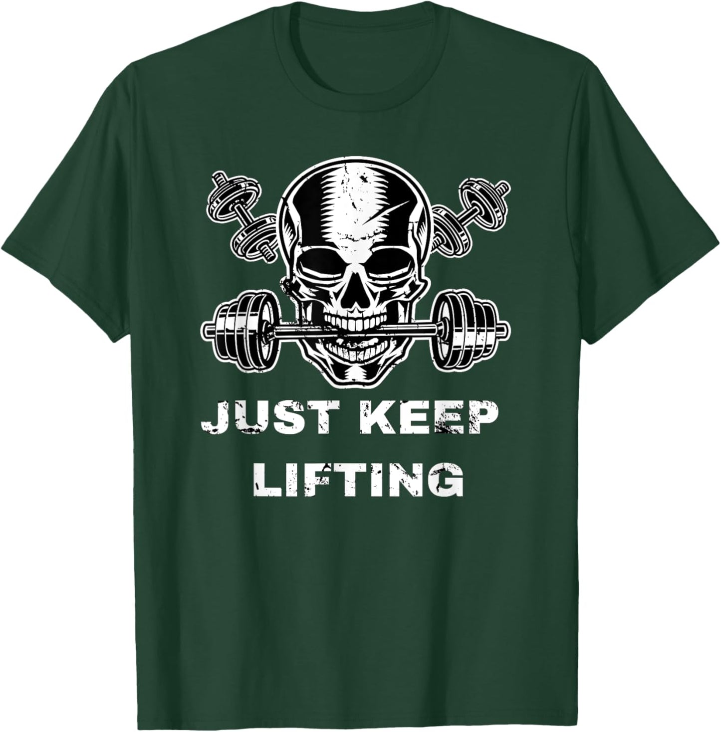 Skull and Crossbones barbell - Just keep lifting deadlift T-Shirt - T-Shirt | Forest