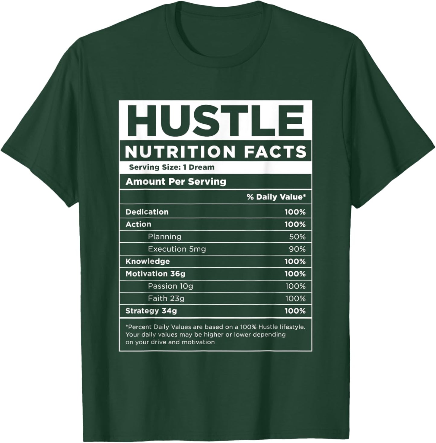 Hustle Nutrition Facts Hundred Dollar Bills Money Hustler T-Shirt - T-Shirt | Forest
