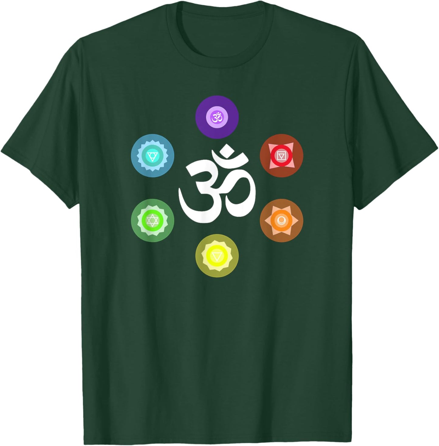 Sacred Geometry Yoga Metatrons Rainbow Chakras T-Shirt - T-Shirt | Forest