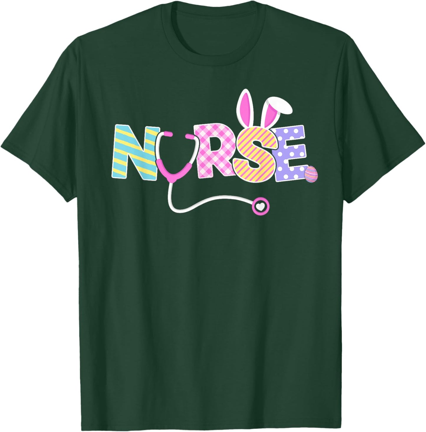 Nurse Easter Bunny Ears Nursing Easter Egg Stethoscope Women T-Shirt - T-Shirt | Forest