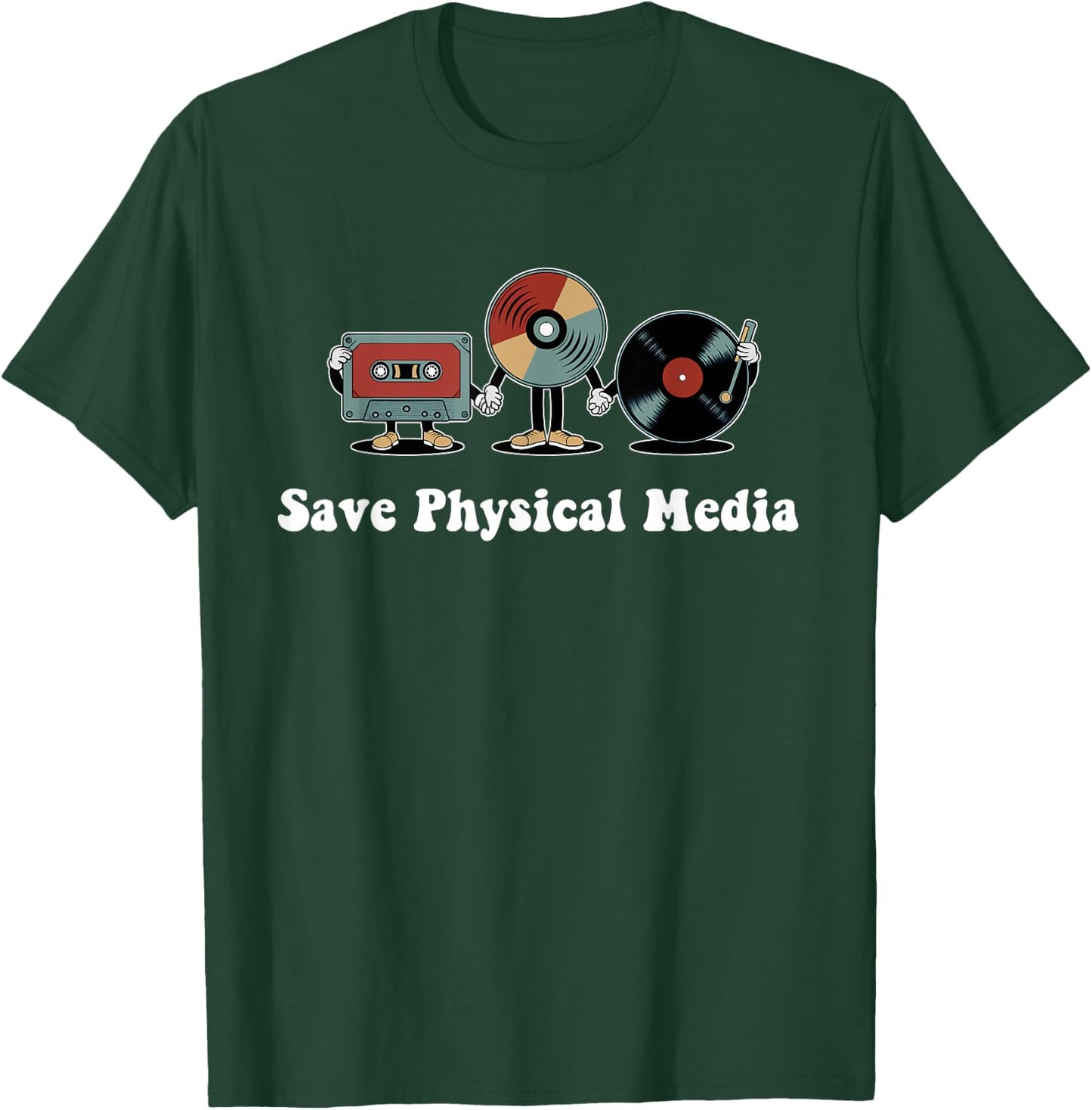 Save Physical Media – Retro VHS, CDs, Vinyl Record, DVD T-Shirt - T-Shirt | Forest