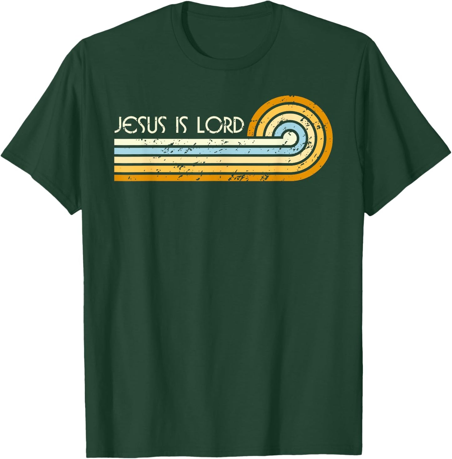 Retro Groovy 1970s 1980s Jesus is Lord Romans 10:9 T-Shirt - T-Shirt | Forest