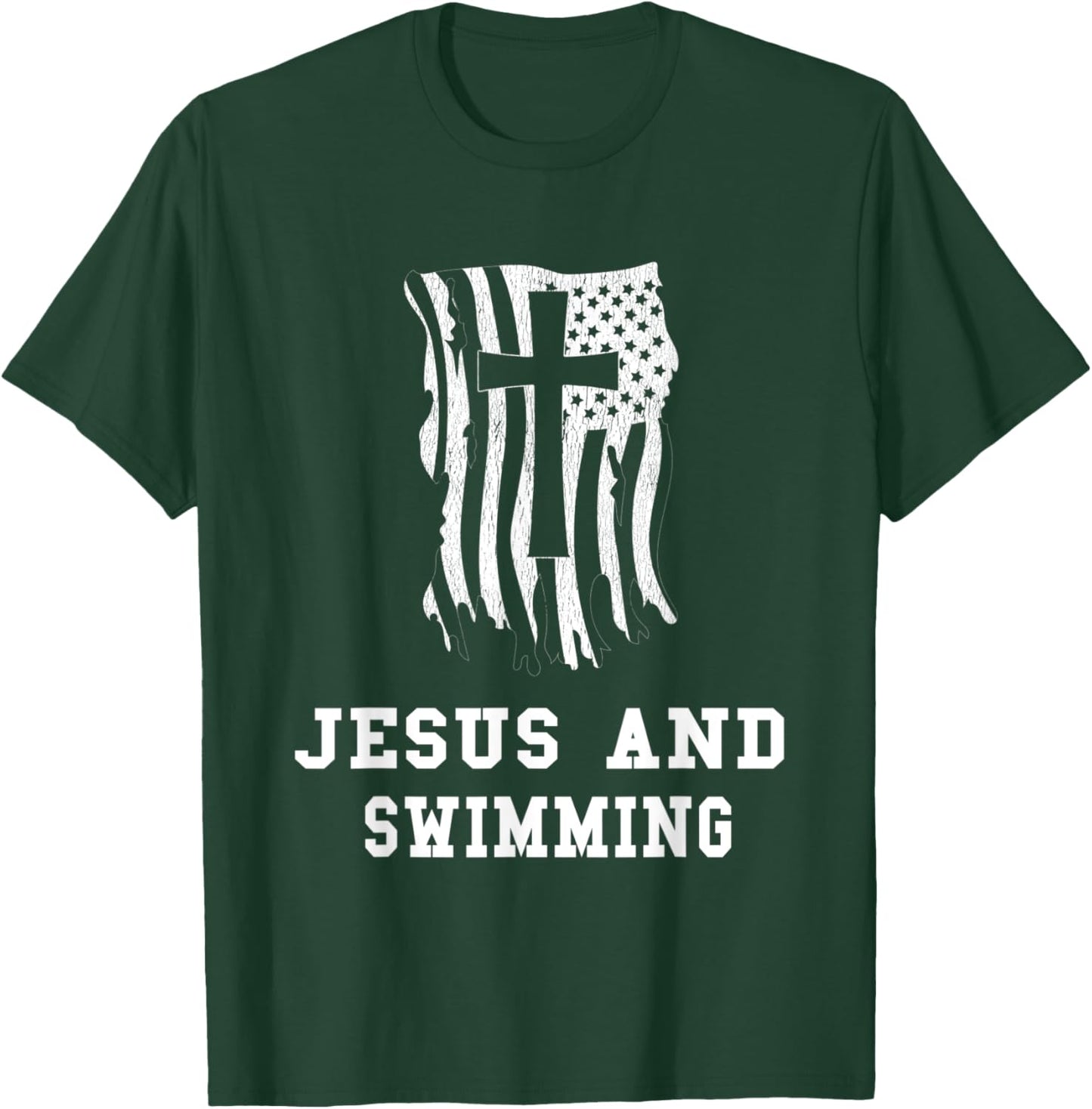 Jesus and Swimming Design / Christian Jesus Fan Swimmers T-Shirt - T-Shirt | Forest