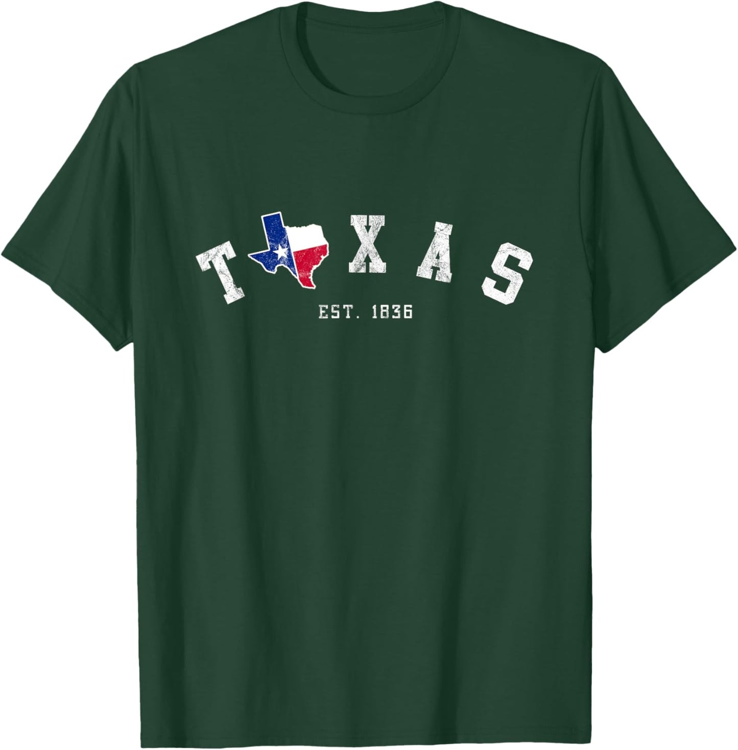 Texas T Shirt Vintage Texas State Est. 1836 With Texan Flag T-Shirt - T-Shirt | Forest
