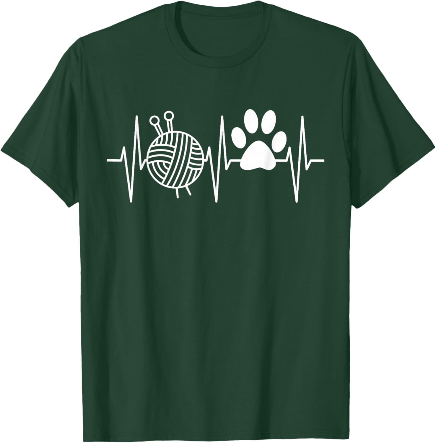 Knitting Shirt Dog Lover Heartbeat Love Knitting and Dogs Men Women Girls Kids T-Shirt - T-Shirt | Forest
